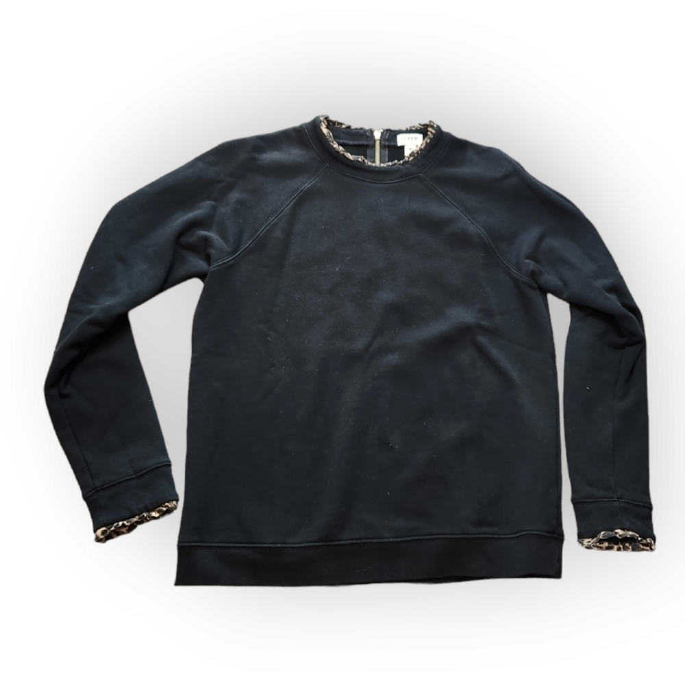 J. CREW Leopard Ruffle Pullover Medium - Picture 3 of 8